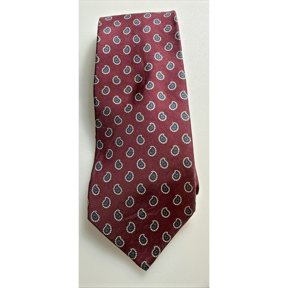 Gilbert Lodge Men's Italian Silk Tie Burgundy Paisley 3.5" wide Classic Paisley